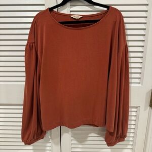 Madewell stretchy burnt orange drop-shoulder long-sleeved top